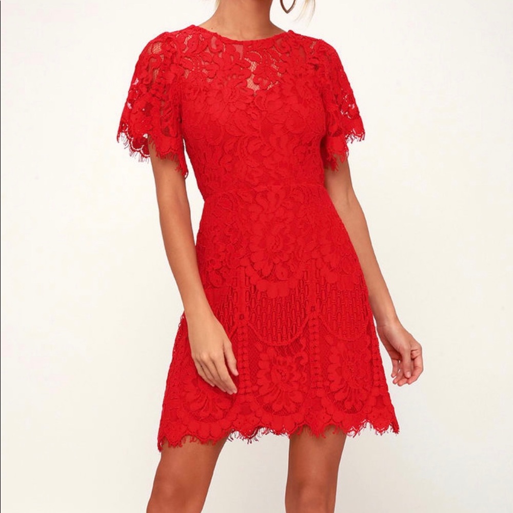 Lulu Pearson Red Lace Dress